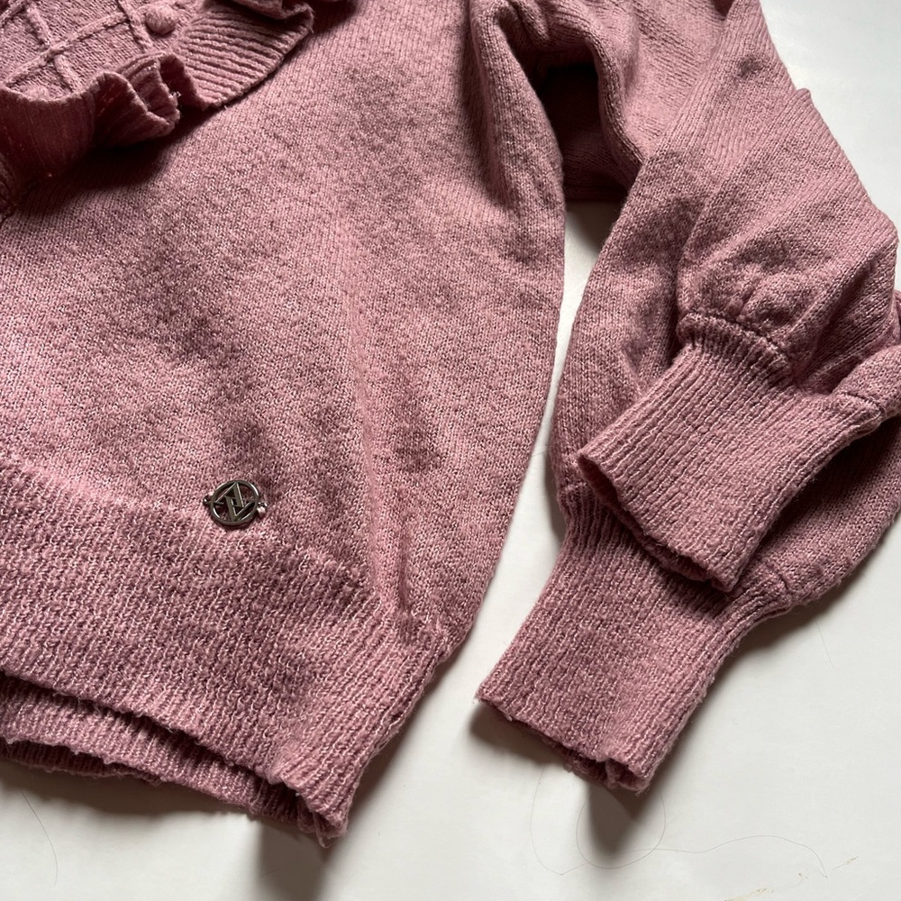 Adrienne Vittadini Pink Ruffled Sweater - Picture 4 of 5